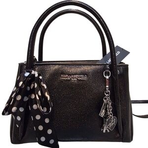 Karl Lagerfeld NWT Paris Nouvelle Gift Satchel - Black Charms & Bow!